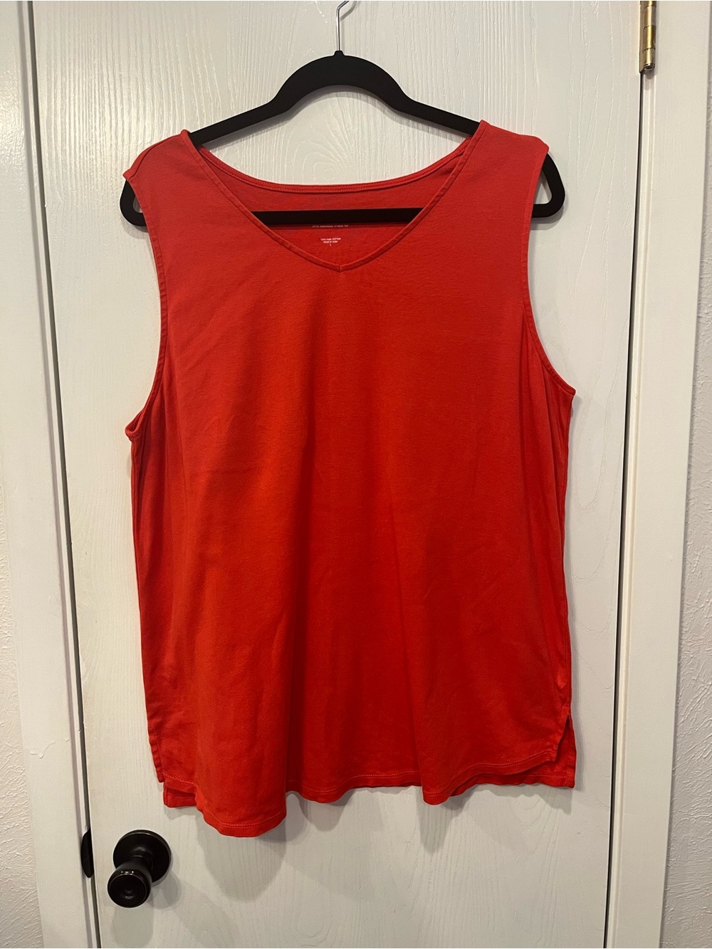 J.Jill Pima Cotton Sleeveless V-Neck Tee Tank Top Women's Casual Red Large